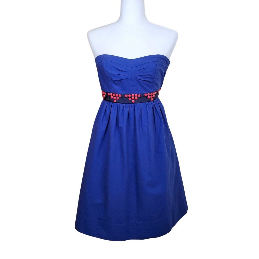 Anthropologie Strapless Floreat Mini Party Dress Navy Women's Size 0